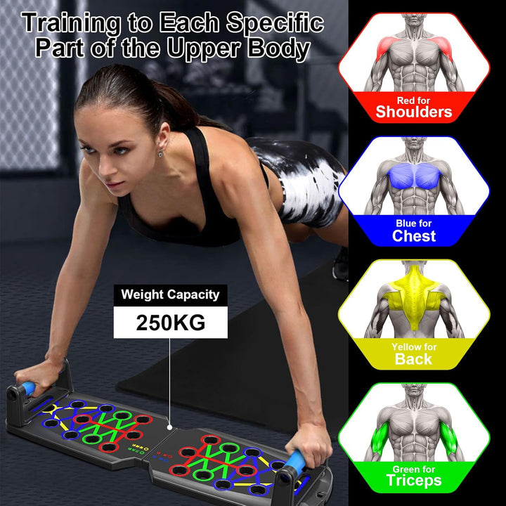 Liegestützbrett mit Automatischer Zählung, Multifunktionales 30-in-1 Push Up Board, Faltbares Fitnes
