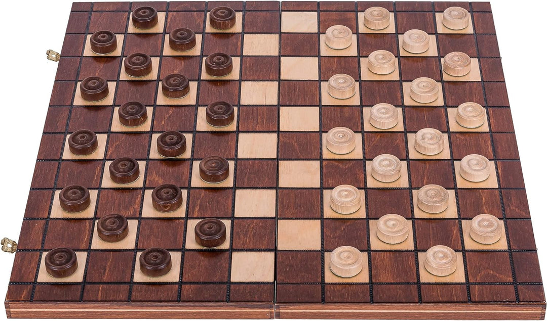 Square - Damespiel - 100 Feld - Dame Set aus Holz - Brett 40 x 40 cm