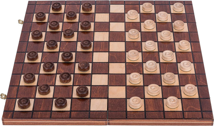 Square - Damespiel - 100 Feld - Dame Set aus Holz - Brett 40 x 40 cm