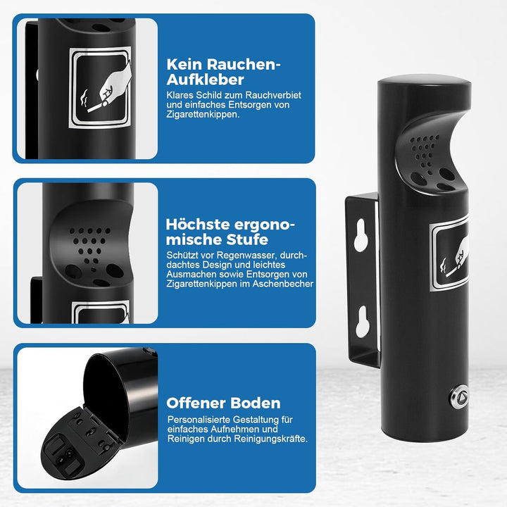 Mülleimer Wandmontage aus Edelstahl, Vertikaler Wandmülleimer für Draussen, Tubular öffentliche Abfa