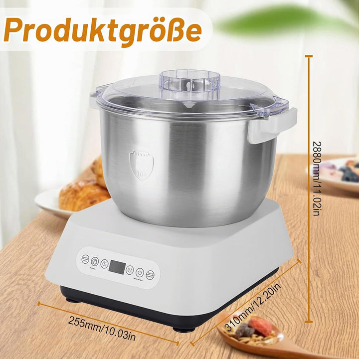 7L Edelstahl Teigmehl Mixer, Elektrischer Teigbereiter mit Fermentfunktion, Vollautomatische Teigkne