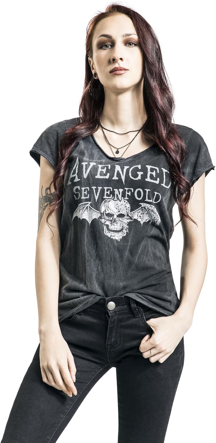 Avenged Sevenfold Deathbat Frauen T-Shirt schwarz Band-Merch, Bands M Schwarz, M Schwarz
