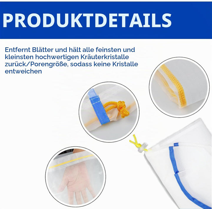 Bubble Bags, Bubble Hash Bag Set 1 Gallonen 5 Beutel Set, Presssieb und Aufbewahrungsbeutel Kit für
