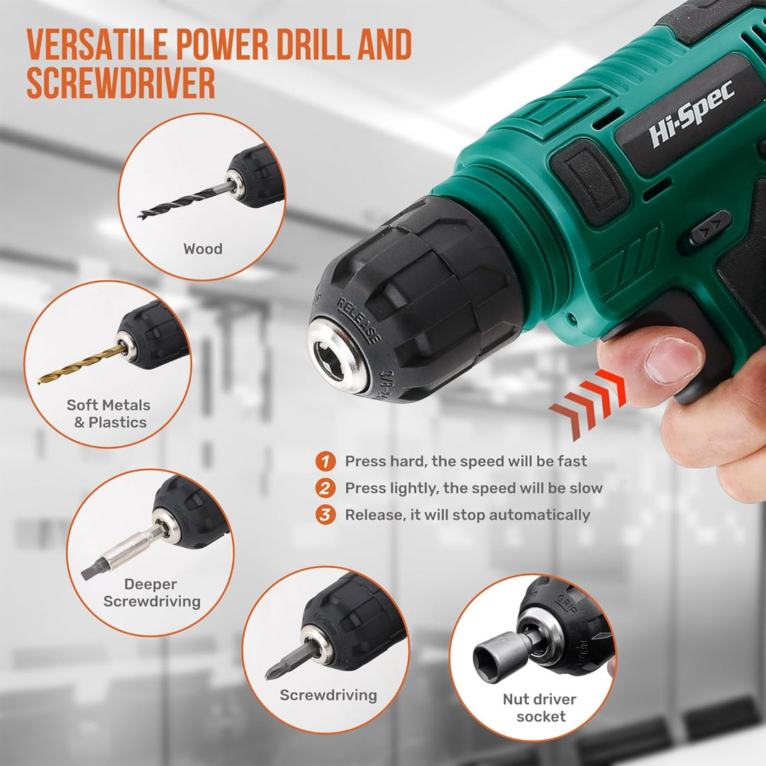 Hi-Spec 8V USB Akku-Bohrschrauber und Starter-Heimwerkerset, Kabelloser und Wiederaufladbarer Elektr