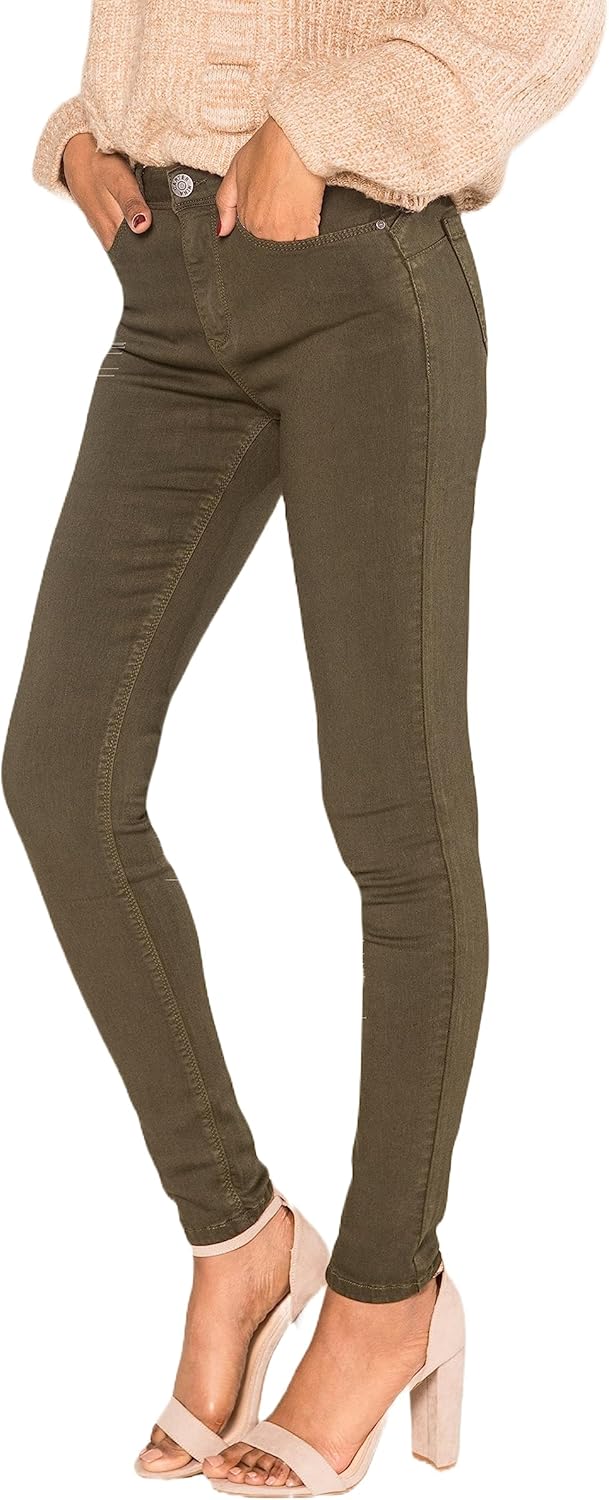 Nina Carter P106 Damen Jeanshosen Slim Fit Push-Up Skinny Jeans Mid-High Waist M Slim Khaki (P106-2)