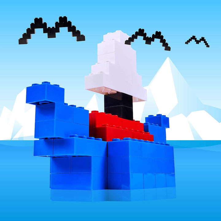 Simba 104118925 - Blox, 500 blaue Bausteine für Kinder ab 3 Jahren, 8er Steine, im Karton, vollkompa