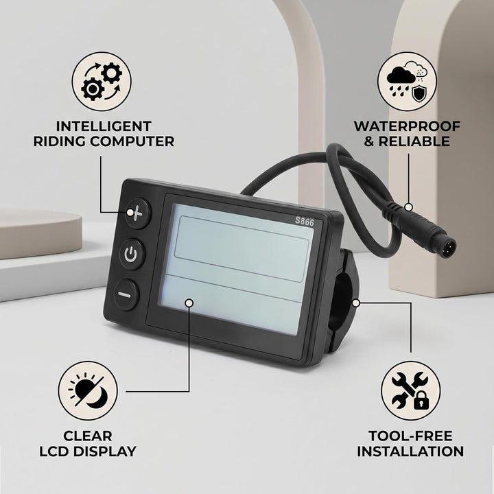 Display, S866 ABS LCD Display mit 6 Pin Wasserdicht Anschluss für Scooter Modifikation