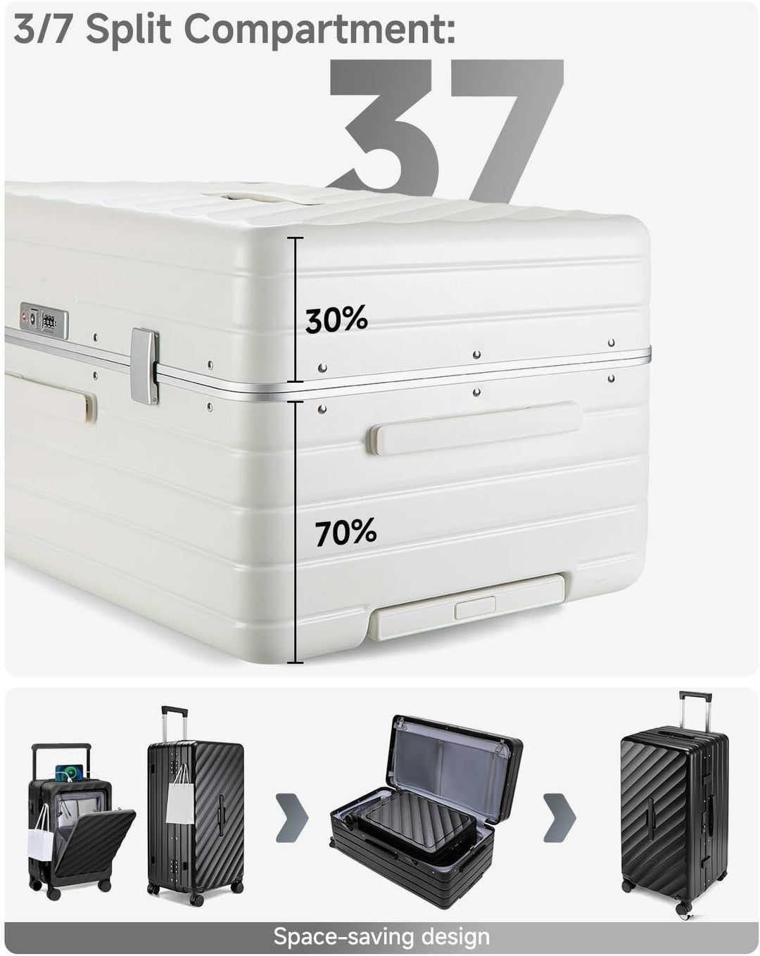 Sea choice Kofferset 2 Teilig Hartschale Trolley Handgepäck mit Laptopfach und Grosse Kapazität 30in