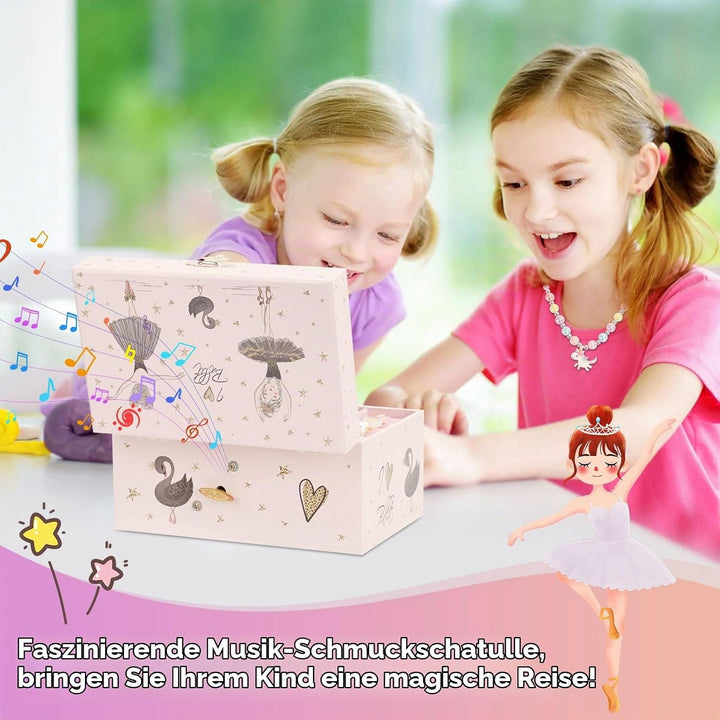 Schmuckkästchen Mädchen, Spieldose mit Ballerinamädchen, Schmuckaufbewahrung Kostenlos für Halskette