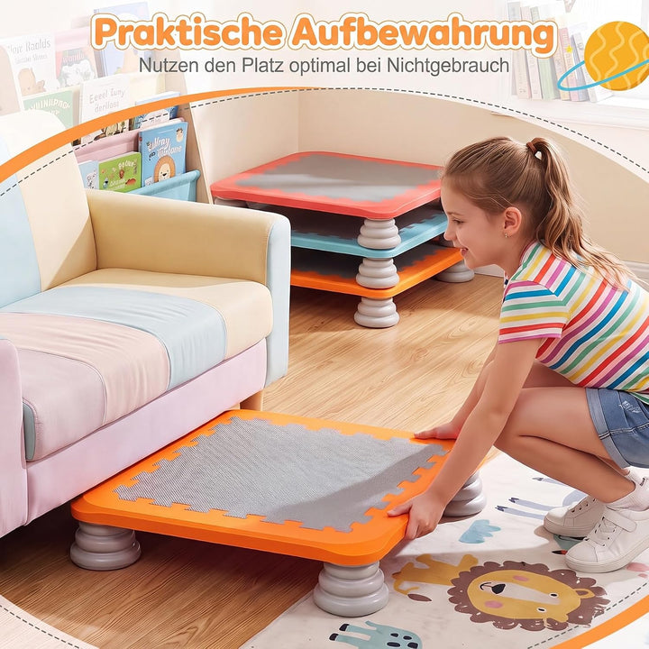 COSTWAY 65 cm Kindertrampolin quadratisch, Indoor &amp; Outdoor Orange, Orange