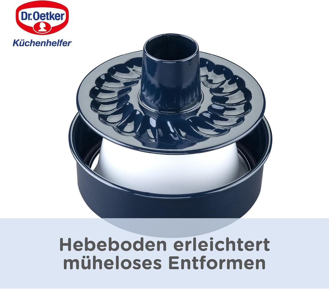 Dr. Oetker Garantieform Ø 26 cm Back-Liebe Emaille mit Flachboden und Rohrboden – Runde Ring-Backfor