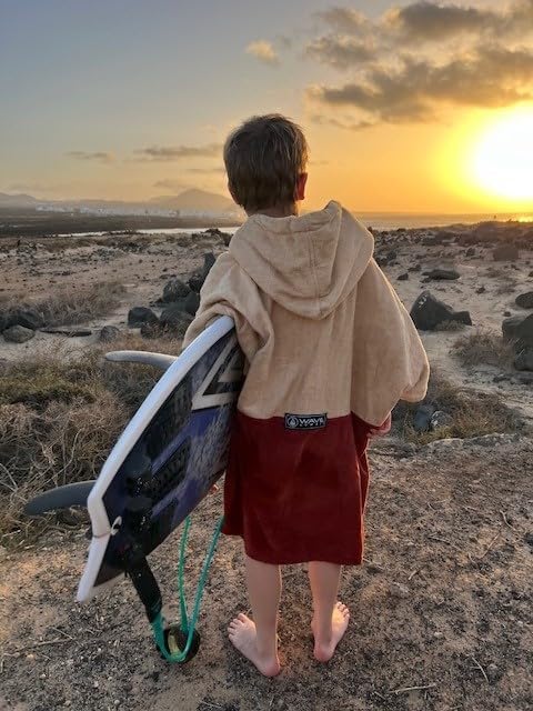 WAVE HAWAII Dunas Surfponcho für Körpergrössen von 120-150 cm Poncho 100% ÖKO Baumwolle Umkleidehilf