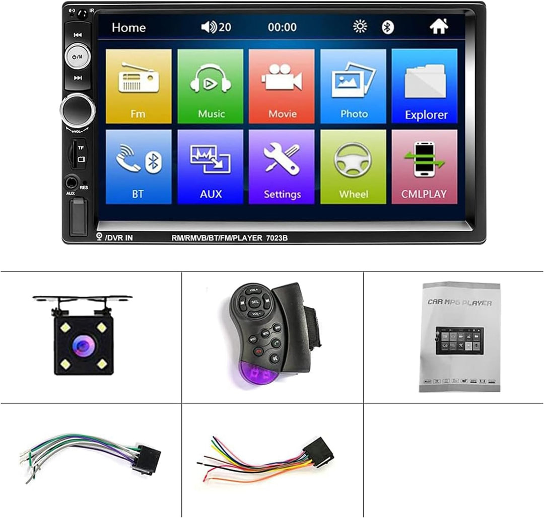 Podofo Doppel Din Autoradio mit Bluetooth, 7 Zoll Touchscreen Autoradio MP5 Player Unterstützung FM-