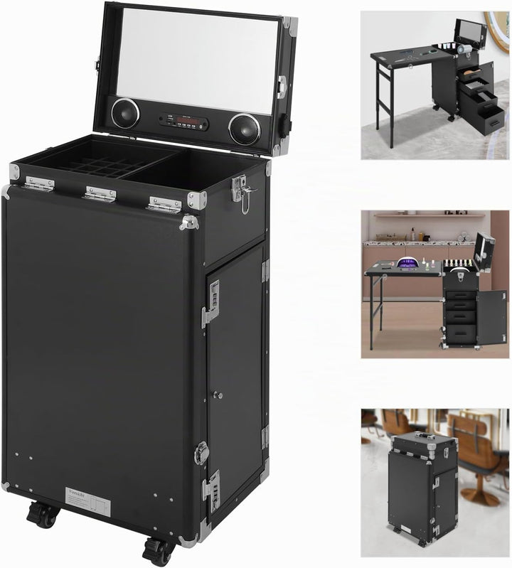 Kosmetikkoffer Trolley 2 in 1 Kosmetikkoffer Gross Kosmetik Trolley Make up Koffer Schminkkoffer mit
