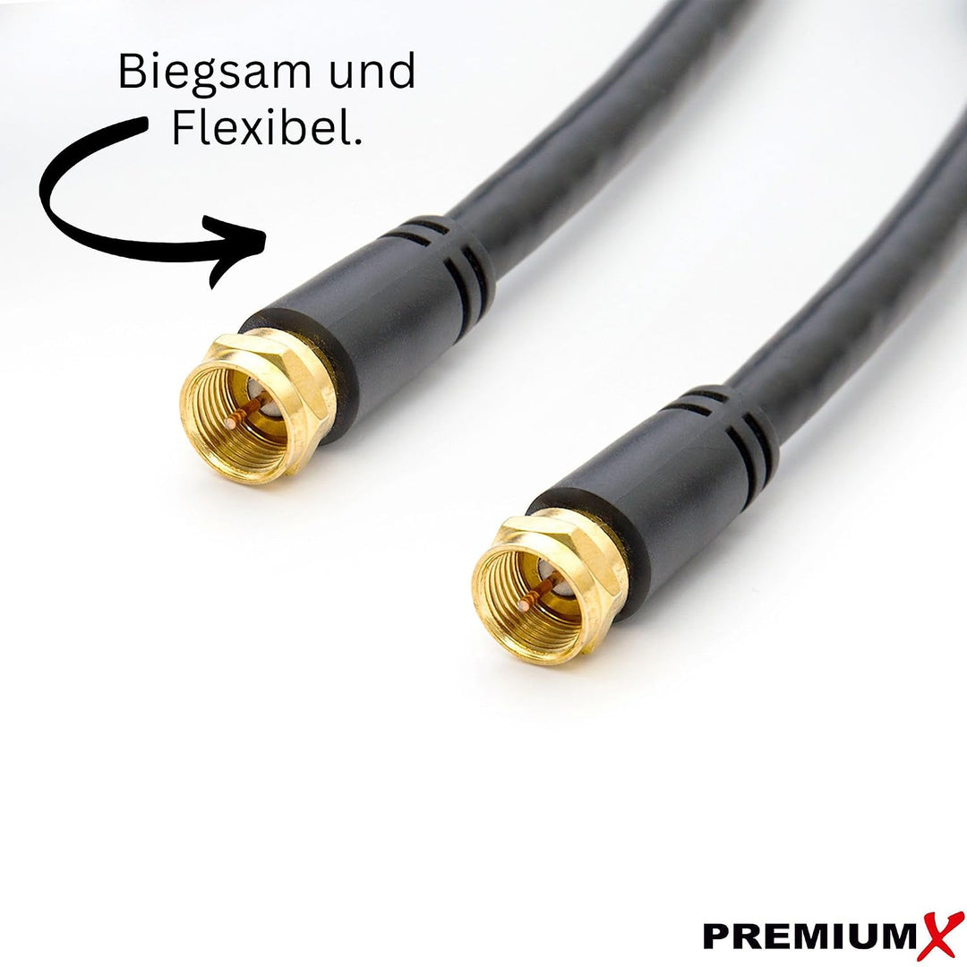 Premium X 30m Basic-Line TV Koaxialkabel mit Vollmetallstecker - doppelt geschirmt >110dB Digitales