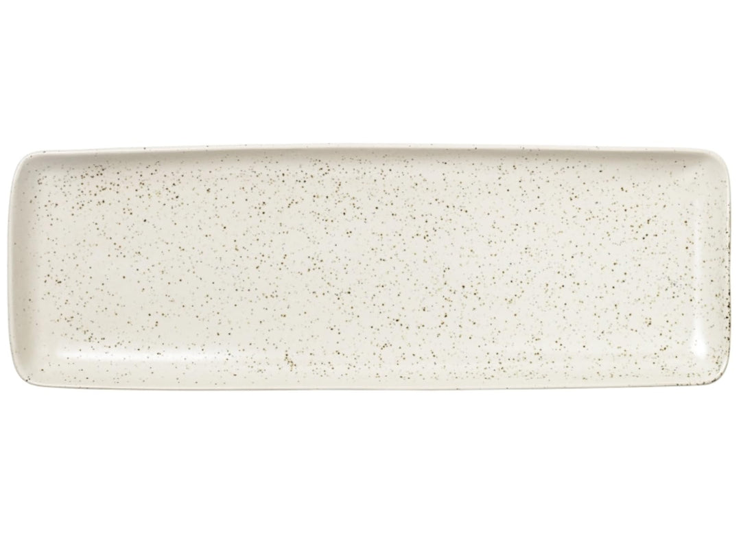 Broste Copenhagen Servierplatte Nordic Rechteckig aus Steingut in der Farbe Vanilla, Masse: 12,5x35x