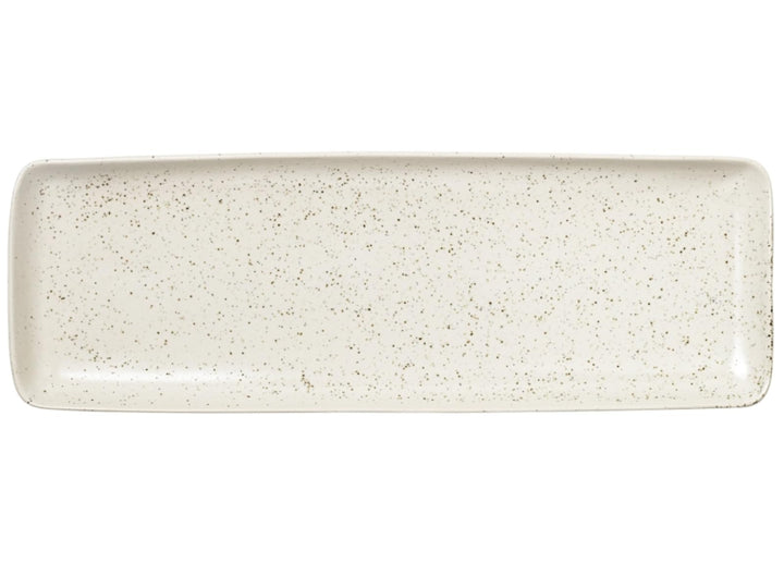 Broste Copenhagen Servierplatte Nordic Rechteckig aus Steingut in der Farbe Vanilla, Masse: 12,5x35x
