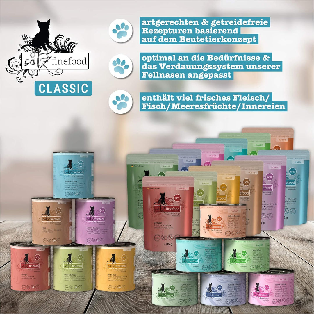 catz finefood N° 13 Hering &amp; Shrimps Feinkost Katzenfutter nass, verfeinert mit Kürbis &amp; Aloe Vera,