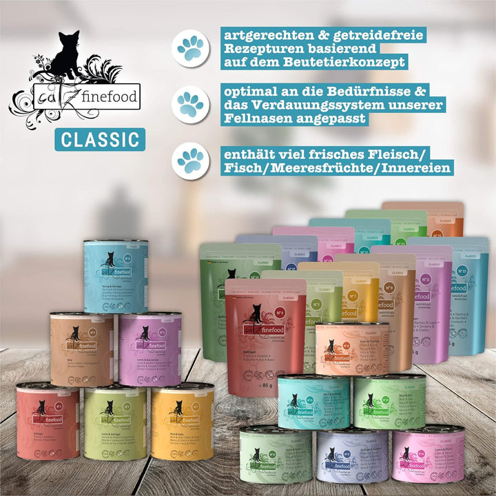 catz finefood N° 13 Hering &amp; Shrimps Feinkost Katzenfutter nass, verfeinert mit Kürbis &amp; Aloe Vera,