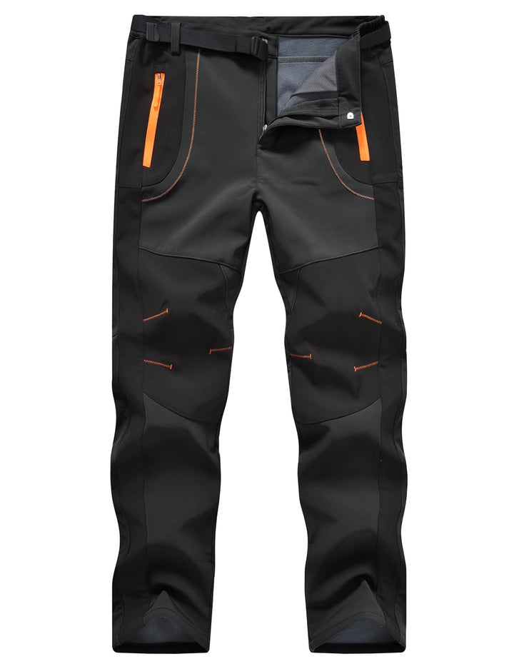 donhobo Herren Wanderhose Gefüttert Winterhose Wasserdicht Winddicht Warm Verdickte Softshellhose Ou