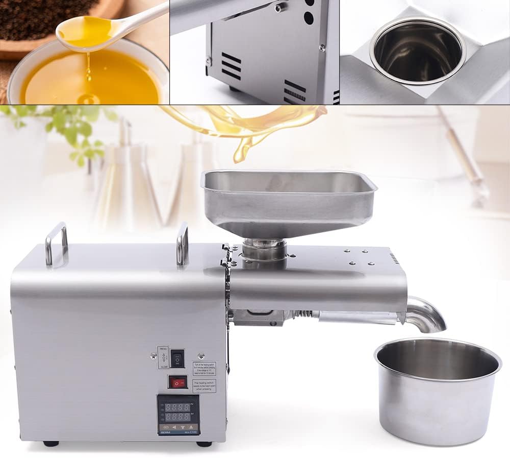 Edelstahl Ölpresse Kaltpresse für Zuhause | Automatisch, Hot & Cold Pressen | für Erdnüsse, Sojabohn