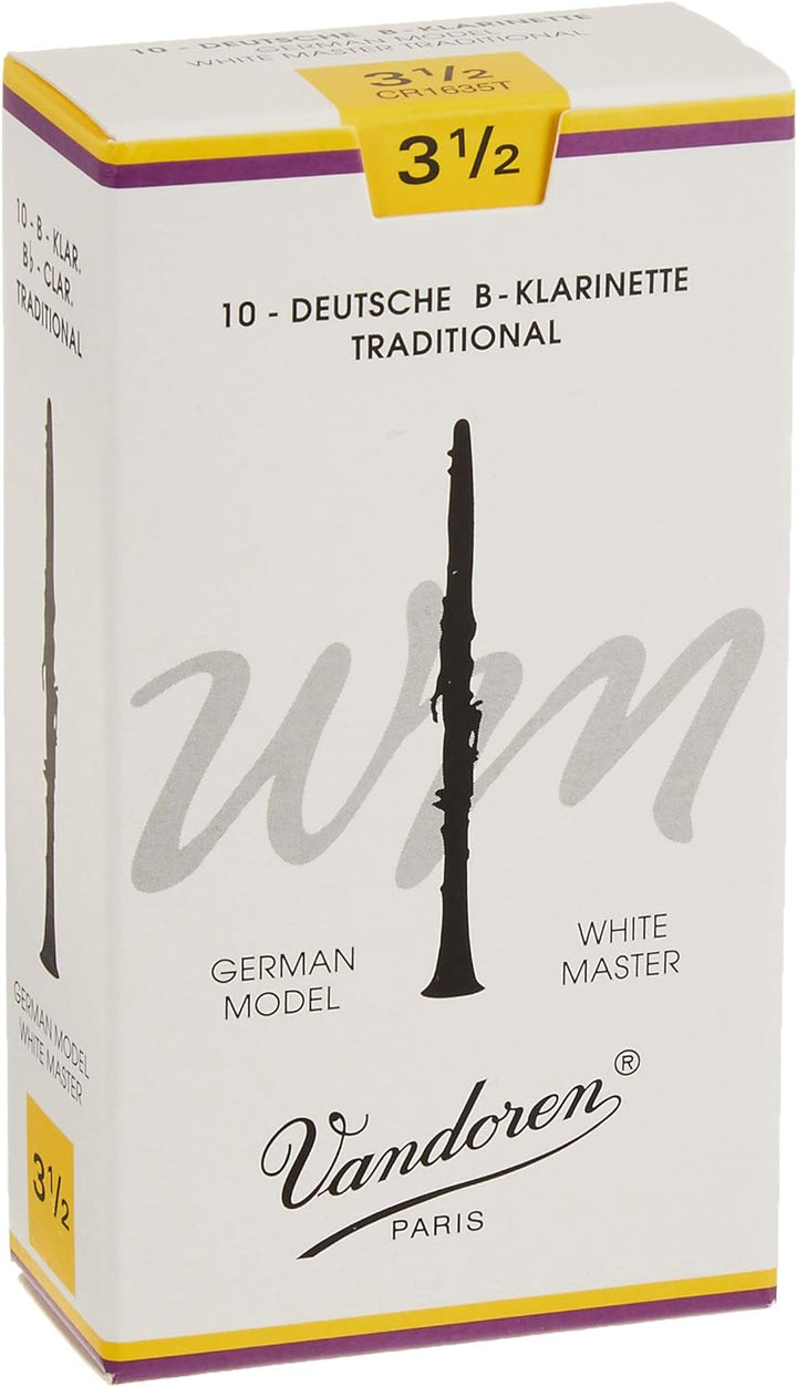 Vandoren Blätter B-Klarinette Deutsch 3,5 White Master Traditional Stärke: 3.5 Single, Stärke: 3.5 S