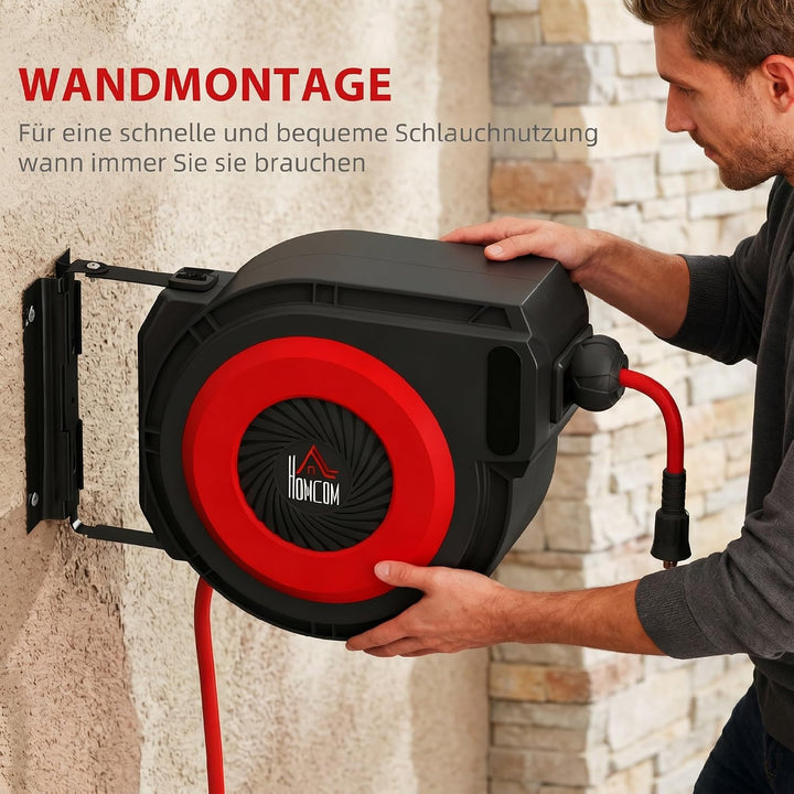 HOMCOM Automatik Druckluftschlauchtrommel 15m+1,5m Druckluftschlauch