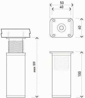 sossai® Design-Möbelfüsse MFV1 | höhenverstellbar | 8er Set | Vierkant-Profil: 40 x 40 mm | Farbe: s