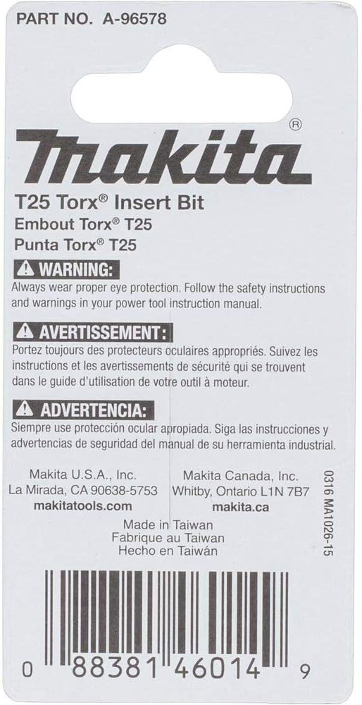 Makita ImpactX T10 Torx 1 ″ Einsatz Bit, A-96578 0 wattsW, 0 voltsV, 2-Pack T25