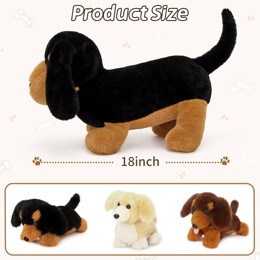 MorisMos Dackel Hund Kuscheltier XXL mit 3 Baby im Bauch, gross plüsch dackel plüschtier stofftier,