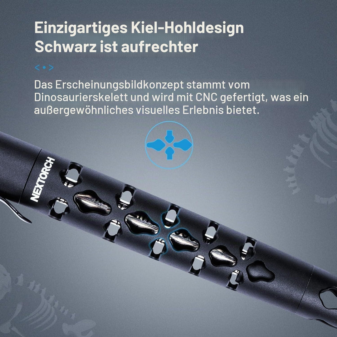 NEXTORCH NP20 Dino Pen Tactical Pen Glasbrecher, Kubotan + Kugelschreiber schwarz
