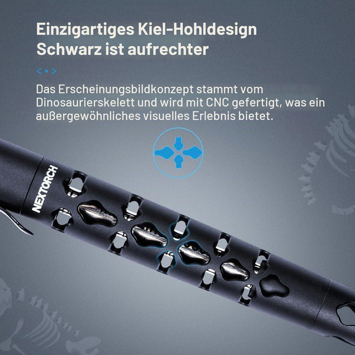 NEXTORCH NP20 Dino Pen Tactical Pen Glasbrecher, Kubotan + Kugelschreiber schwarz