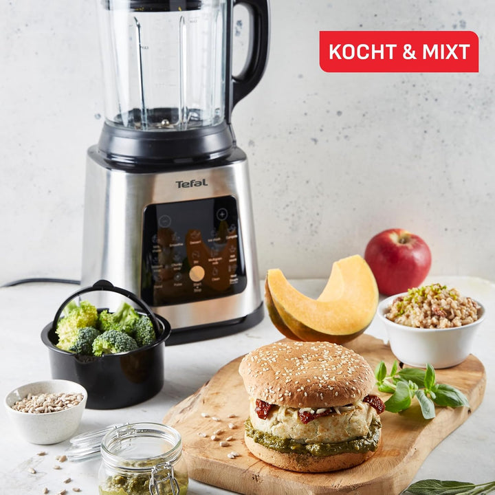 Tefal PerfectMix Cook Hochgeschwindigkeits-Standmixer, mit Kochfunktion, 10 Auto-Programme, heisse u