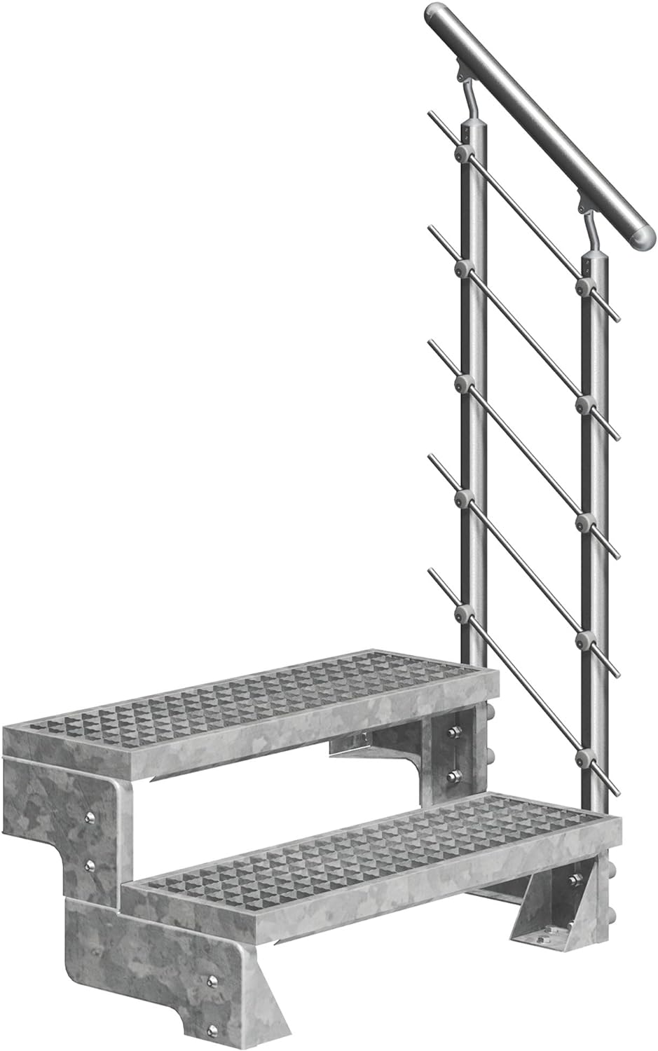 DOLLE Aussentreppe Gardentop mit 2 Stufen | Geschosshöhe 36-44 cm │ Stufenauflage Gitterroststufen │