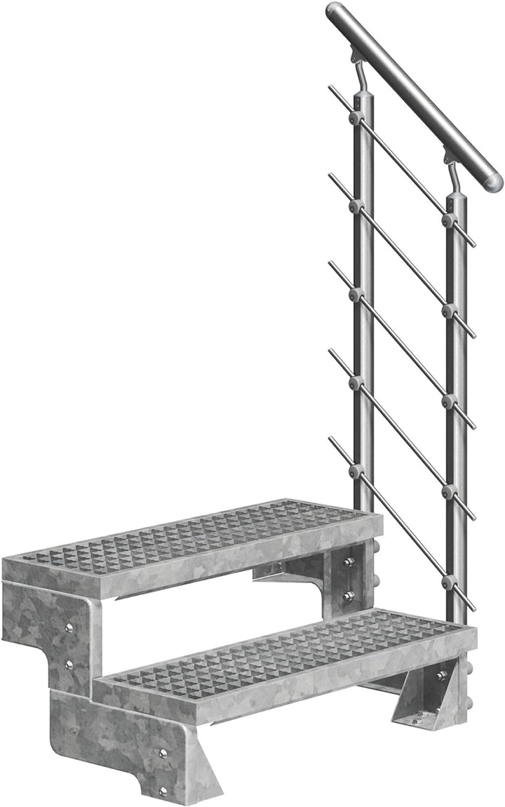 DOLLE Aussentreppe Gardentop mit 2 Stufen | Geschosshöhe 36-44 cm │ Stufenauflage Gitterroststufen │