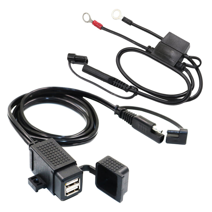 MOTOPOWER MP0609EA-UK 3,1 Amp USB-Ladegerät für Motorrad, wasserdicht, mit SAE-Klemmenkabel