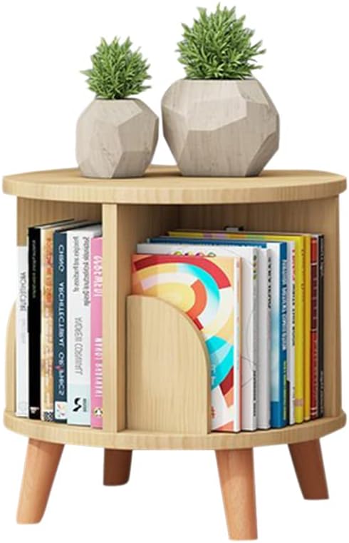 GramStudio Drehregal Bücherregal, Holzfarbe Regal 4 Fächer Multifunktionales Bücherregal, offenes De