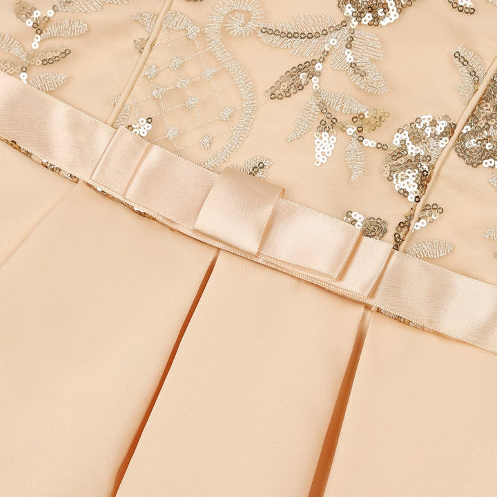 BUNNY LULU Mädchen Kleid mit schräger Schulter, Brautjungfer, Hochzeit, Prinzessin, Kinder, Schleife