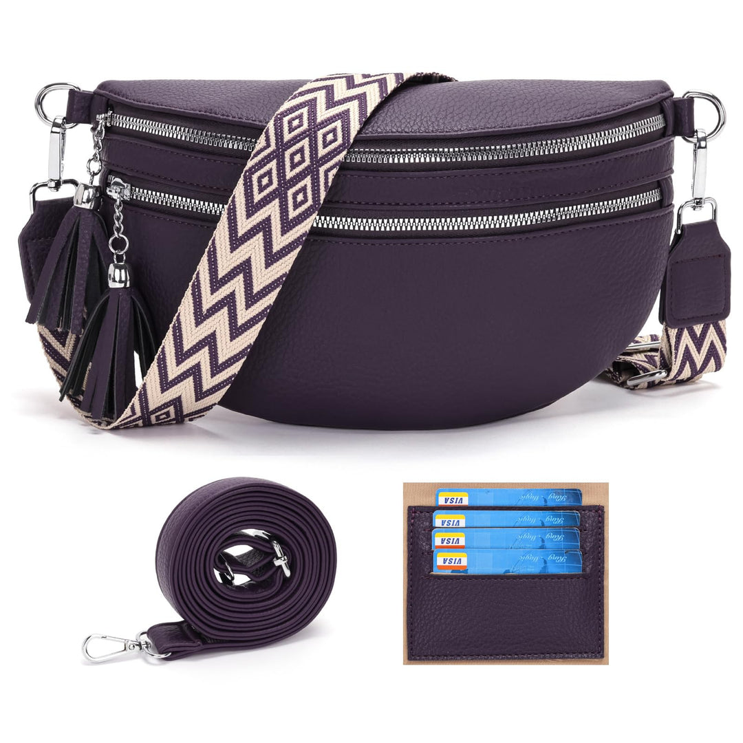 LANXINGLUO bauchtasche damen Lila umhängetasche damen mittelgross crossbody bag Mit Kreditkartenfach