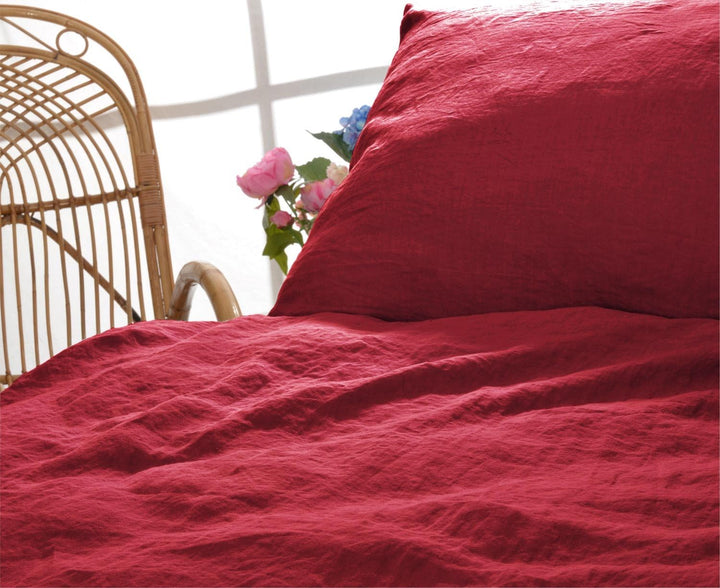 Wohnen & Accessoires GmbH & Co. KG Leinen-Bettwäsche Set Sintra 155x220cm + 80x80cm rot 2tlg. 155x22