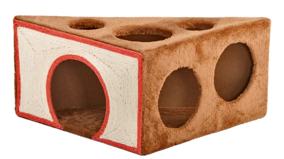 Lycce Katzenhöhle KäseEcke braun 45cm x 45cm x 26cm