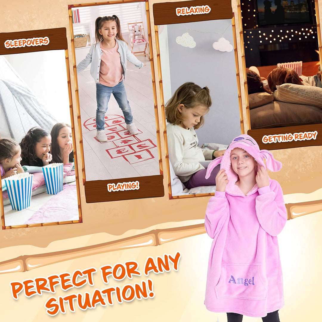 Disney Hoodie Decke Mädchen, Kuscheldecke mit Ärmeln, Fleece Kapuzenpullover, Hoodie Mädchen Geschen