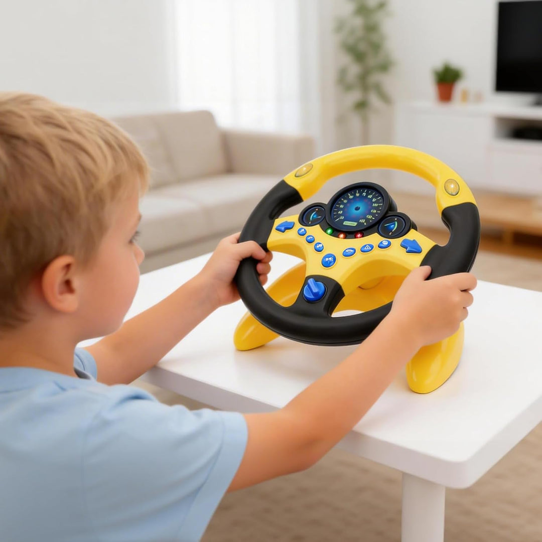 deAO Kinder Lenkrad Spielzeug mit 360° Drehfunktion, Kinder Simulierter Fahrsimulator Auto Simulatio