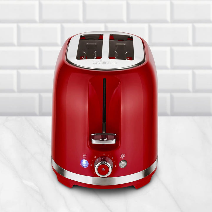 Ufesa Toaster 2 Scheiben Retro Rot Classic Pinup, Vintage-Design, 850 W, 2 extrabreiten Schlitzen Sa