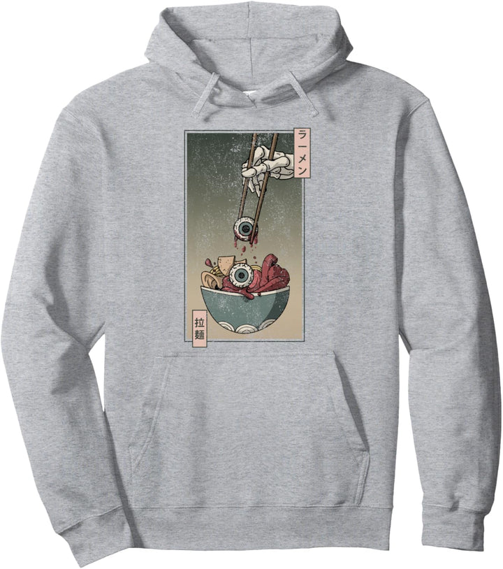 Weirdcore Aesthetic Japanische Ramen-Nudeln Augapfel Anime Pullover Hoodie