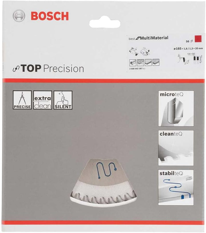 Bosch Professional Kreissägeblatt Top Precision Best für Multi Material 165 x 20 x 1,8 mm, 56, 26086