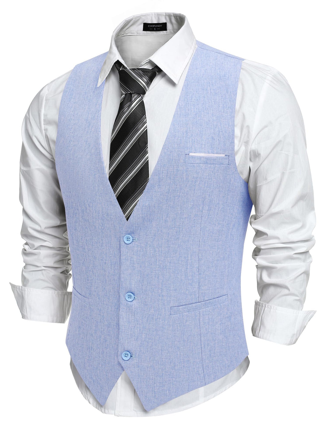COOFANDY Weste Herren Anzug mit Taschen Anzugweste Gilet Casual Hochzeitsweste V-Ausschnitt Business