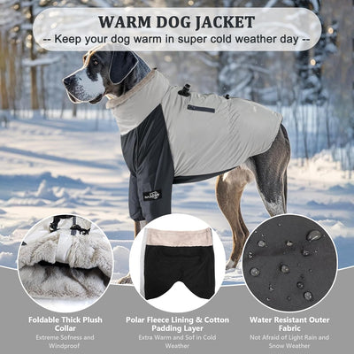 Winter Hundemantel mit Geschirrschnalle, Winddichte wasserdichte Hundefleecejacke, Weicher Fleece Pu