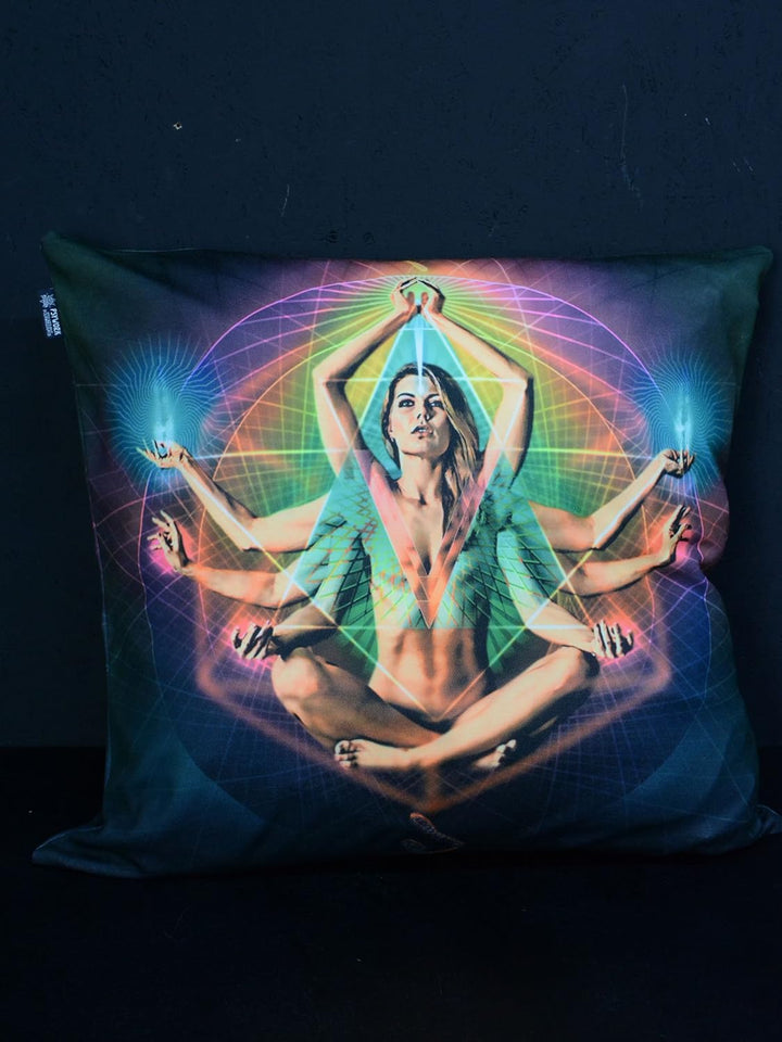 PSYWORK Schwarzlicht Kissen Neon Resonance, 80x80cm
