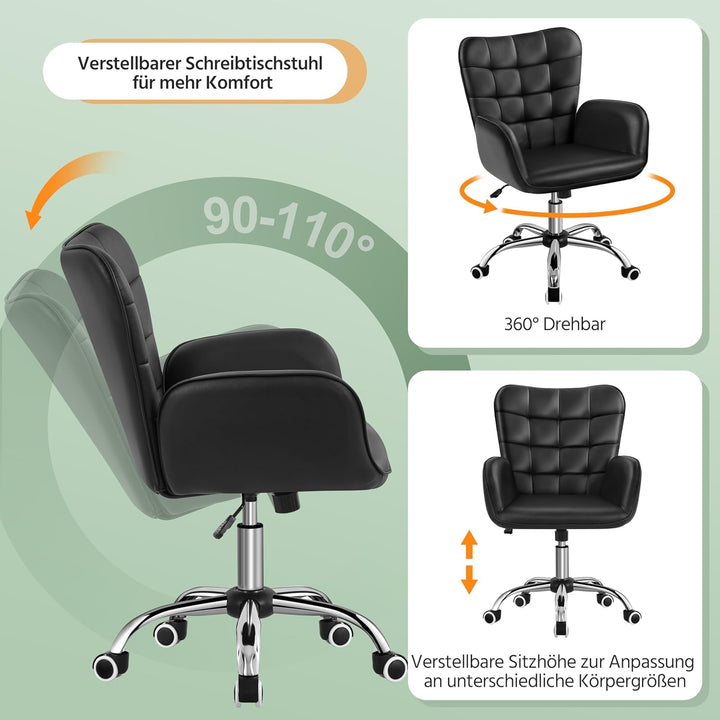 Yaheetech Bürostuhl Ergonomischer Schreibtischstuhl Bürohocker Arbeitsstuhl Drehstuhl höhenverstellb